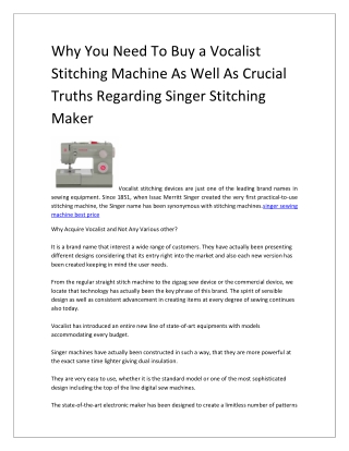 Why You Need To Buy a Vocalist Stitching Machine As Well As Crucial Truths Regarding Singer Stitching Maker-converted