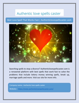Best Love Spell That Works Fast | Authenticlovespellscaster.com