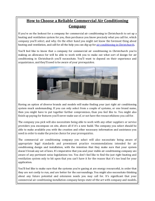 How to Choose a Reliable Commercial Air Conditioning Company