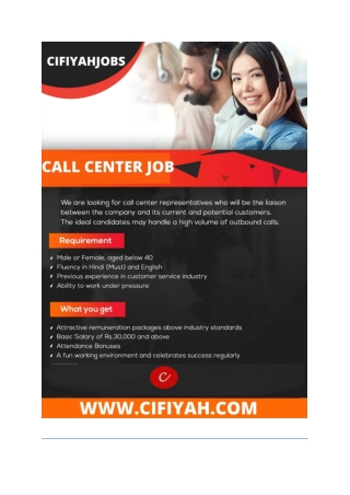 CALL CENTER JOBS FOR FRESHER & EXPERIENCE