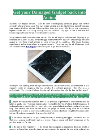 Get your Damaged Gadget back into Action