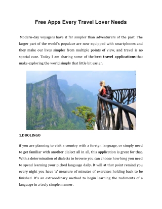 Free Apps Every Travel Lover Needs