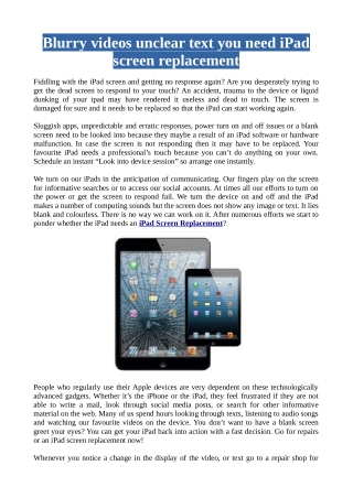 Blurry videos unclear text you need iPad screen replacement