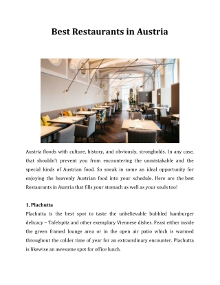 Best Restaurants in Austria