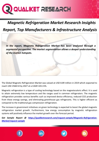 Magnetic Refrigeration Market Research Insights  Report, Top Manufacturers & Infrastructure Analysis