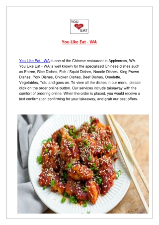 5% off - You Like Eat Chinese Food takeaway Applecross, WA