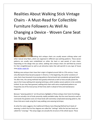 Realities About Walking Stick Vintage Chairs - A Must-Read for Collectible Furniture Followers As Well As Changing a Dev