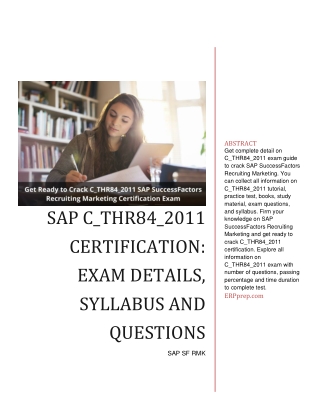 SAP C_THR84_2011 Certification: Exam Details, Syllabus and Questions