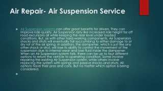 Air Repair- Air Suspension Service