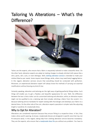 Tailoring Vs Alterations – What is the Difference
