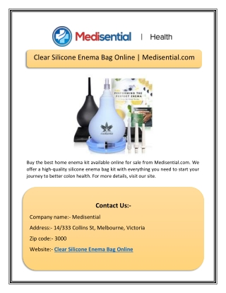 Clear Silicone Enema Bag Online | Medisential.com