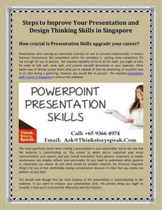 Steps to Improve Your Presentation and Design Thinking Skills in Singapore.