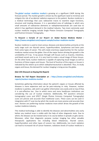 Global Nuclear Medicine Market  Trends, Size, Competitive Analysis and Forecast - 2019-2025