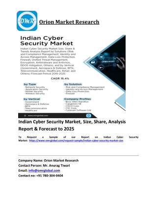 Indian Cyber Security Market Trends, Size, Competitive Analysis and Forecast 2019-2025