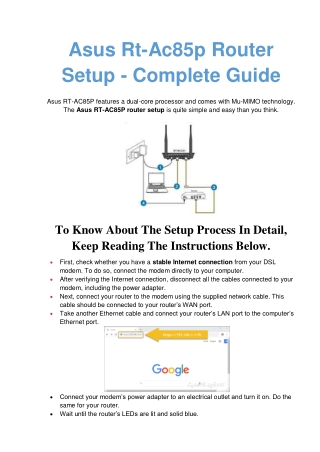 Asus Rt-Ac85p Router Setup - Complete Guide