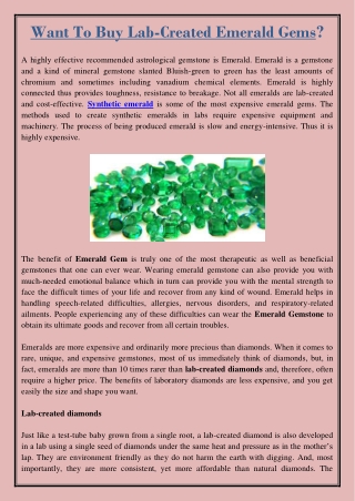 Want To Buy Lab-Created Emerald Gems?