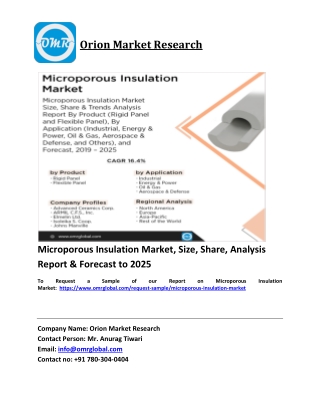 Microporous Insulation Market Trends, Size, Competitive Analysis and Forecast 2019-2025
