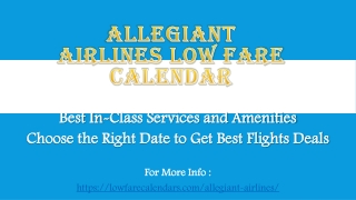 Allegiant Airlines Low Fare Calendar