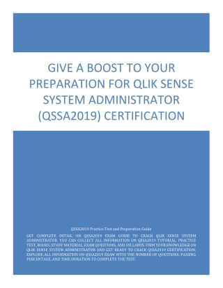 Give a Boost to Your Preparation for Qlik Sense System Administrator (QSSA2019) Certification