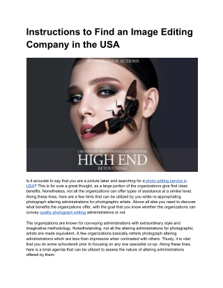Instructions to Find an Image Editing Company in the USA