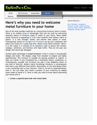 Here’s why you need to welcome metal furniture in your home