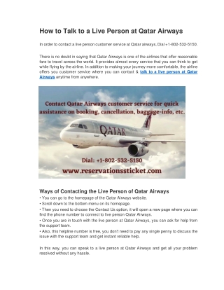 1-802-532-5150 How to Talk to a Live Person at Qatar Airways?