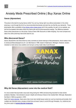 Anxiety Meds Prescribed Online | Buy Xanax Online