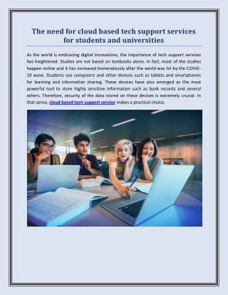 The need for cloud based tech support services for students and universities