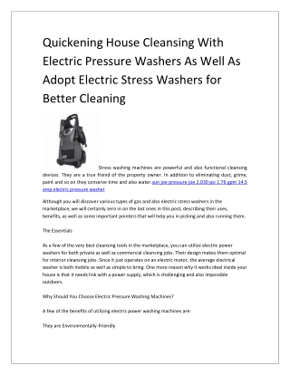 Quickening House Cleansing With Electric Pressure Washers As Well As Adopt Electric Stress Washers for Better Cleaning-c