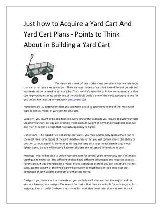 Just how to Acquire a Yard Cart And Yard Cart Plans - Points to Think About in Building a Yard Cart-converted