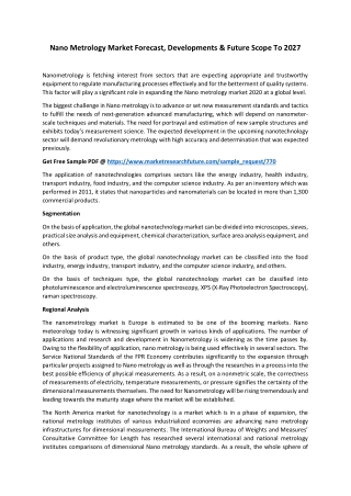 Nano Metrology Market: Development, Current Analysis & Forecast to 2027