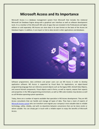Microsoft Access and Its Importance
