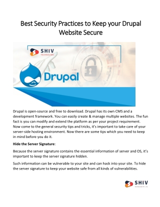 Best Security Practices to Keep your Drupal Website Secure