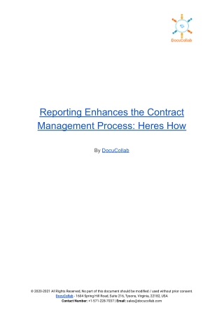 Reporting Enhances the Contract Management Process: Heres How