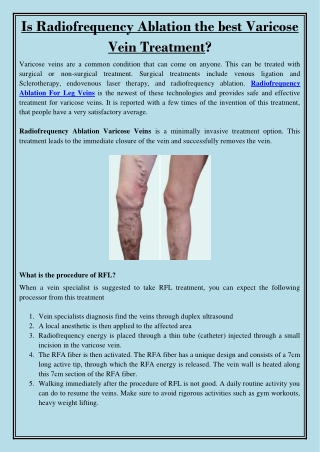 Is Radiofrequency Ablation the best Varicose Vein Treatment?