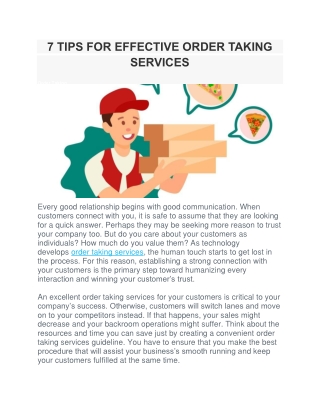 7 TIPS FOR EFFECTIVE ORDER TAKING SERVICES