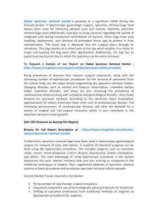 Global Specimen Retrieval Market 2019 : Global Industry Analysis Report to 2025