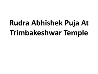 Rudra Abhishek Puja At Trimbakeshwar Temple