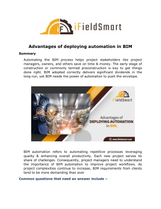 Advantages of deploying automation in BIM