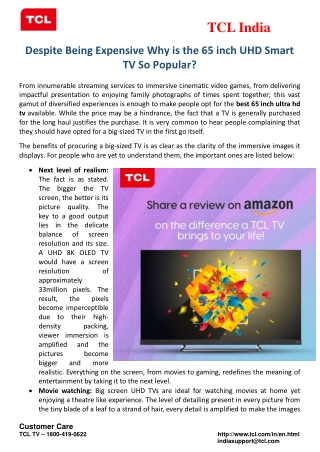 Despite Being Expensive Why is the 65 inch UHD Smart TV So Popular?