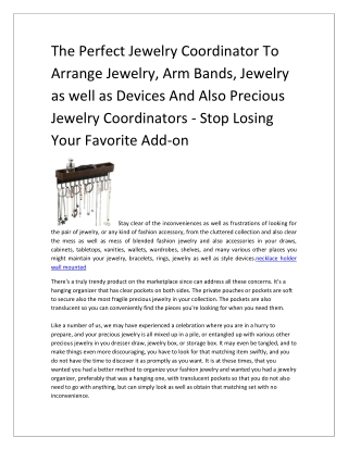 The Perfect Jewelry Coordinator To Arrange Jewelry, Arm Bands, Jewelry as well as Devices And Also Precious Jewelry Coor