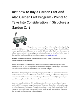 Just how to Buy a Garden Cart And Also Garden Cart Program - Points to Take Into Consideration in Structure a Garden Car