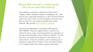 What is Web Hosting? in Simple words! Why do we need Web Hosting?