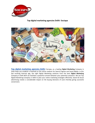 Top digital marketing agencies Delhi- Sociapa