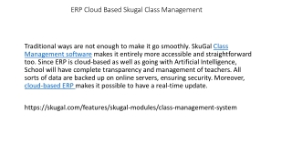 ERP Cloud Based Skugal Class Management