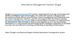 Attendance Management System Skugal