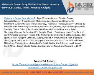 Metastatic Cancer Drug Market Size, Global Industry Growth, Statistics, Trends, Revenue Analysis