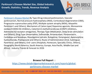 Parkinson's Disease Market Size, Global Industry Growth, Statistics, Trends, Revenue Analysis