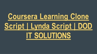 Coursera Learning Clone Script | Lynda Script | DOD IT SOLUTIONS