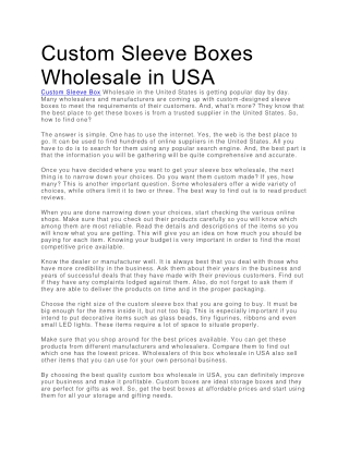Sleeve Box in USA